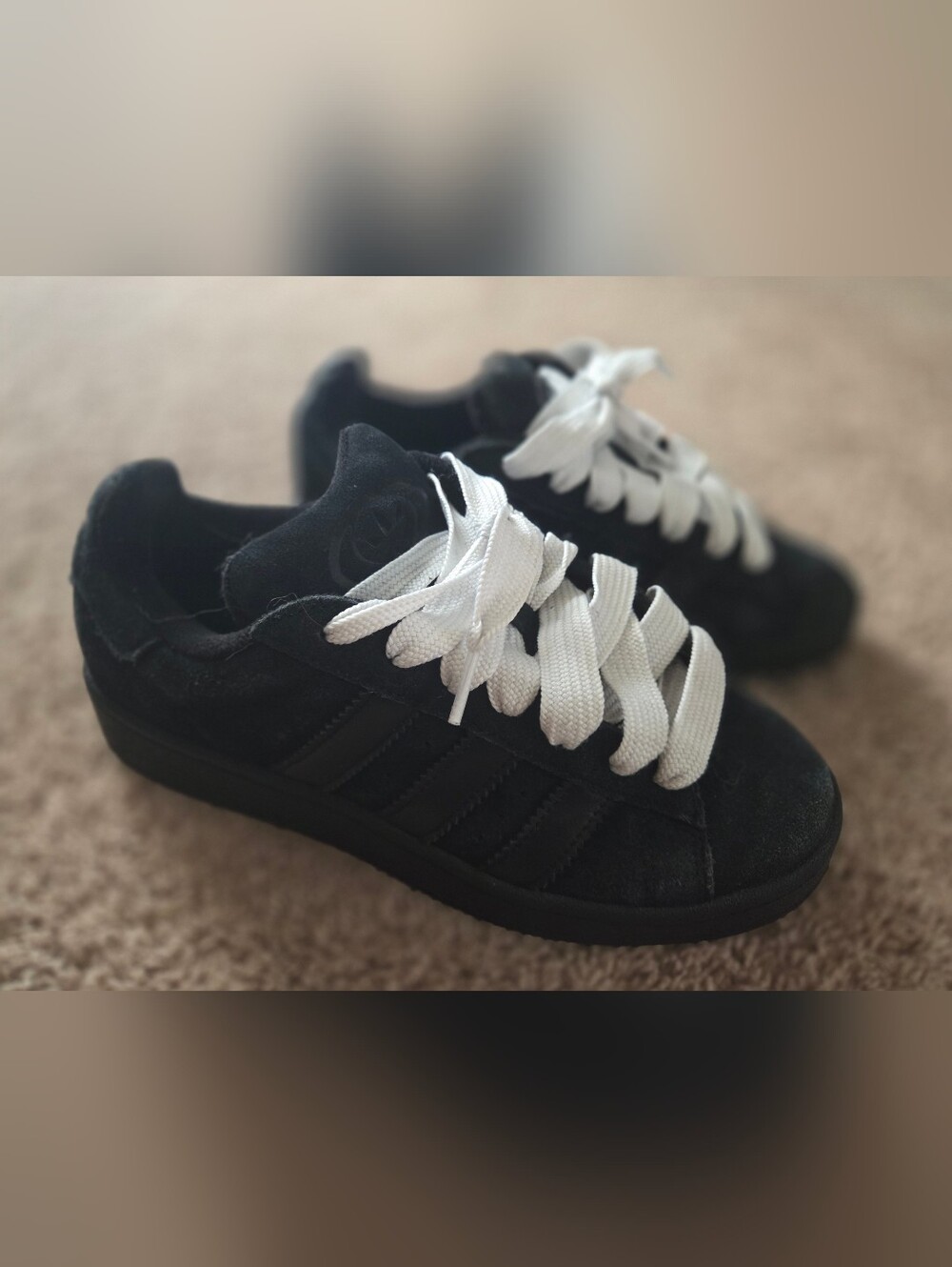 adidas Men’s Black Suede Sneakers with White Laces
